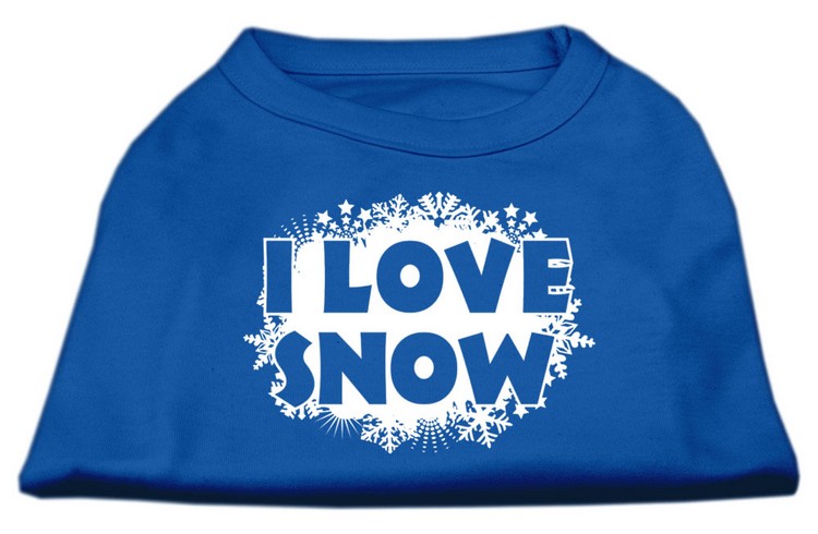 I Love Snow Screenprint Shirts Blue XS